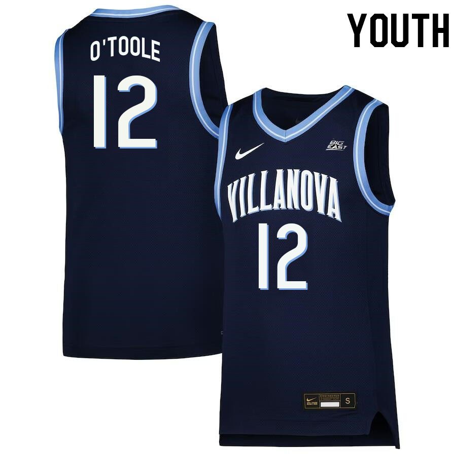 Youth #12 Collin O'Toole Willanova Wildcats College 2022-23 Basketball Stitched Jerseys Sale-Navy